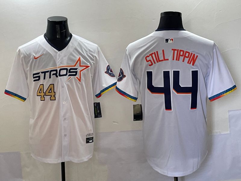 Men Houston Astros 44 Still Tippin White Four generations Joint Name 2025 Nike MLB Jersey style 39